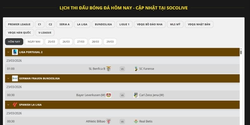 API lịch thi đấu được cập nhật nhanh nhất 24/7